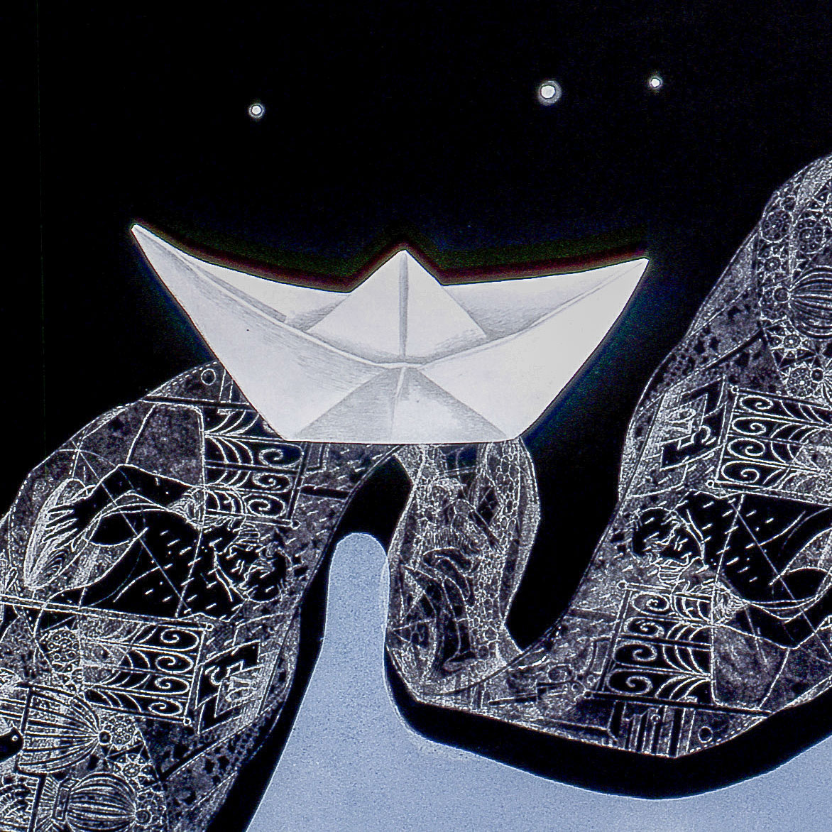 Noční moře, 2005 — detail papírové loďky
